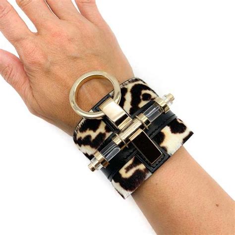 Retro Givenchy Gold Animal Print Obsedia Statement Cuff 2000S 